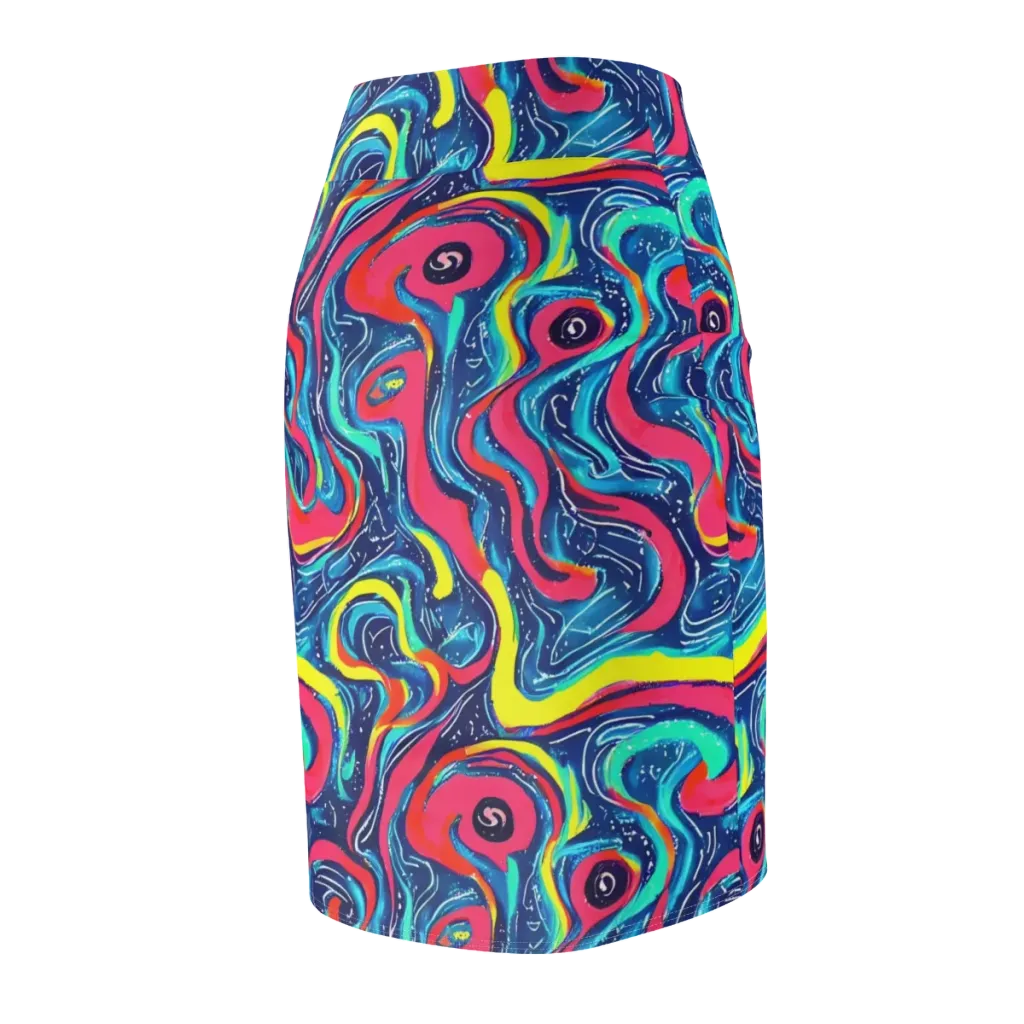 Electric Inkblot on Pencil Skirt — Back Side