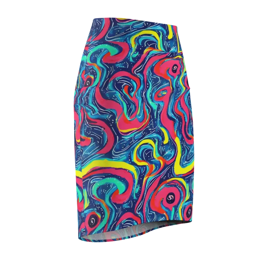 Electric Inkblot on Pencil Skirt — Front Side