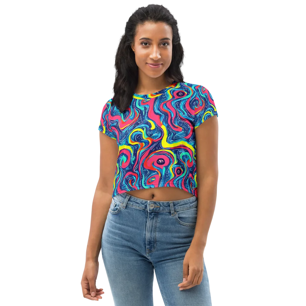 Electric Inkblot on Crop Tee — Front