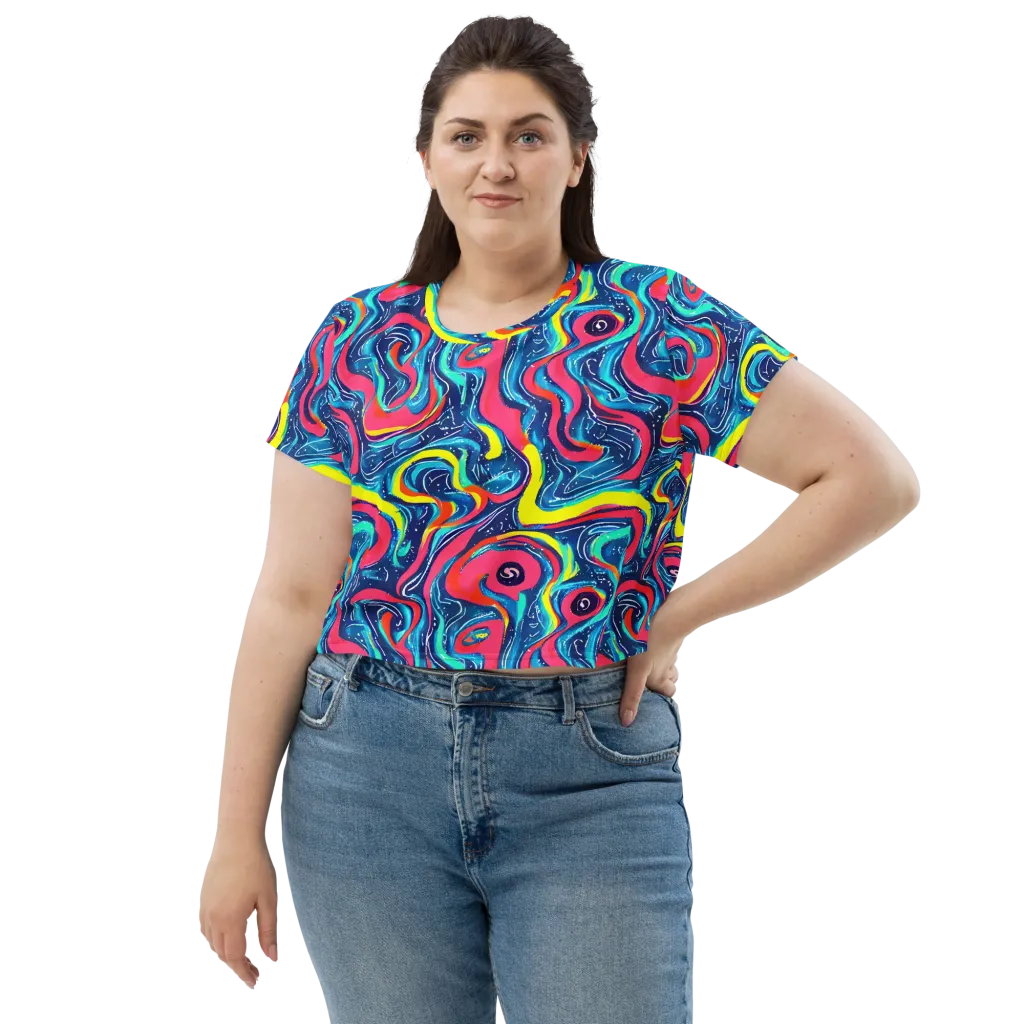 Electric Inkblot on Crop Tee — Front