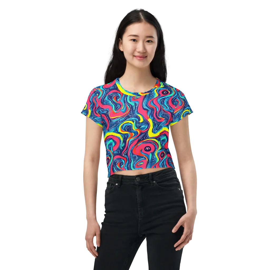 Electric Inkblot on Crop Tee — Front