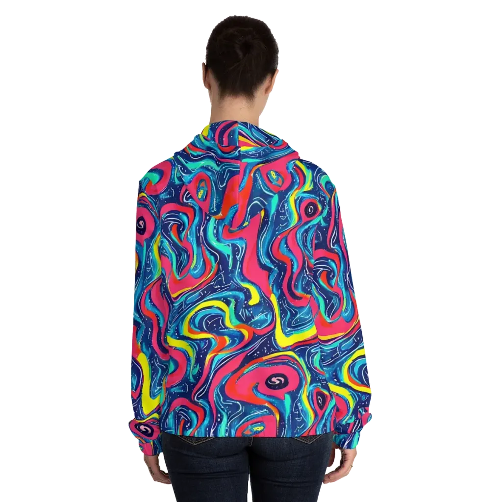 Electric Inkblot on Women's Full-Zip Hoodie — Back On Person