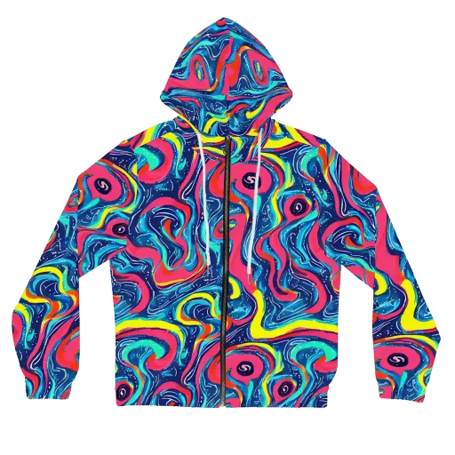Electric Inkblot on a Women's Full-Zip Hoodie