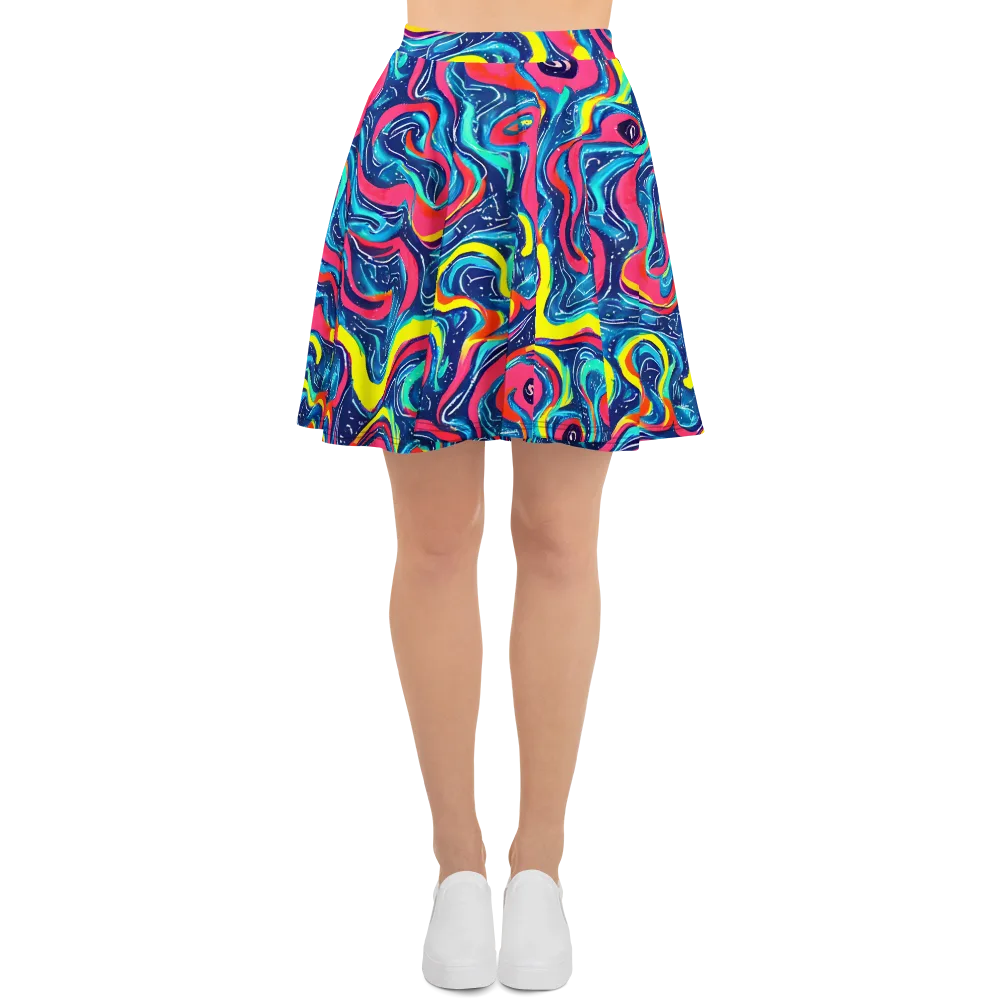 Electric Inkblot on Skater Skirt — Front