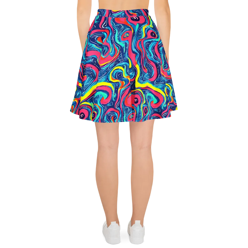 Electric Inkblot on Skater Skirt — Back