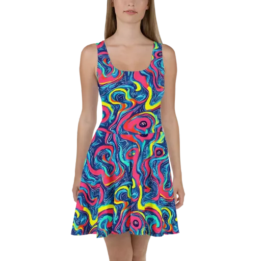 Electric Inkblot on a Skater Dress
