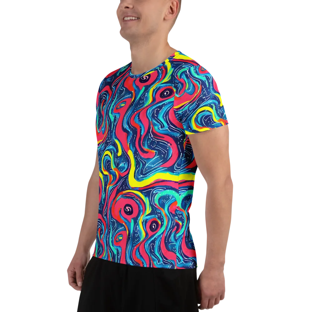 Electric Inkblot on Men's Athletic T-Shirt — Left