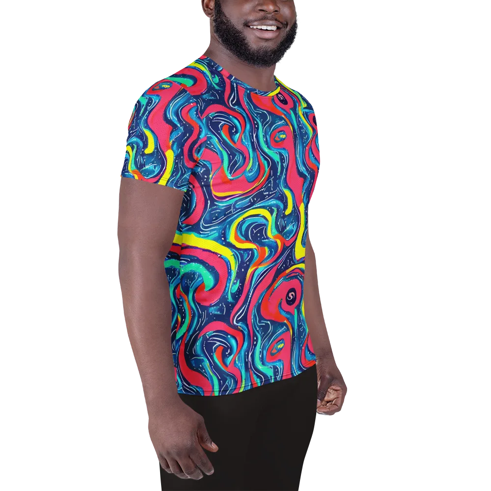 Electric Inkblot on Men's Athletic T-Shirt — Right