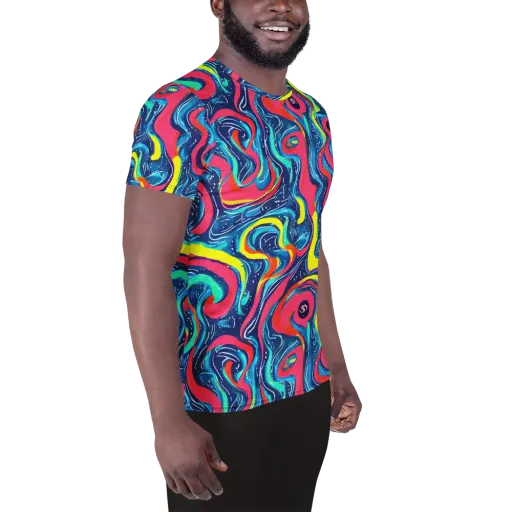 Electric Inkblot on a Men's Athletic T-Shirt