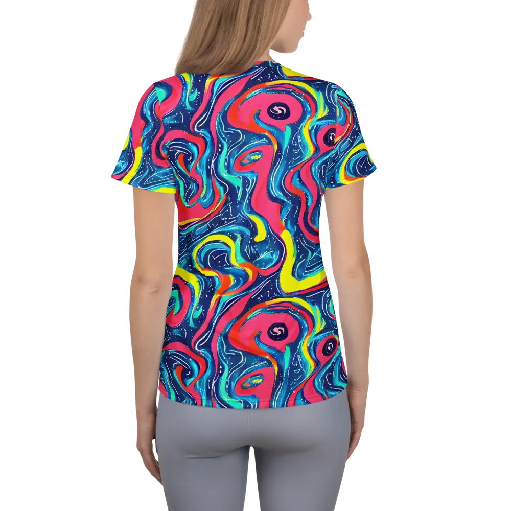Electric Inkblot on Women's Athletic T-Shirt — Back
