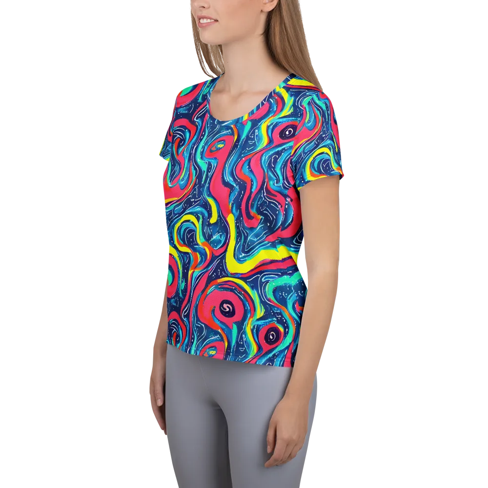 Electric Inkblot on Women's Athletic T-Shirt — Left