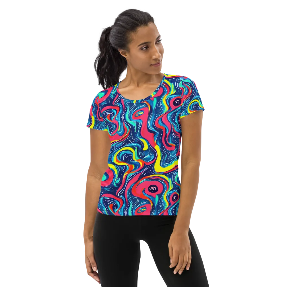 Electric Inkblot on Women's Athletic T-Shirt — Front