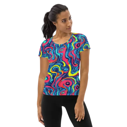 Electric Inkblot on a Women's Athletic T-Shirt