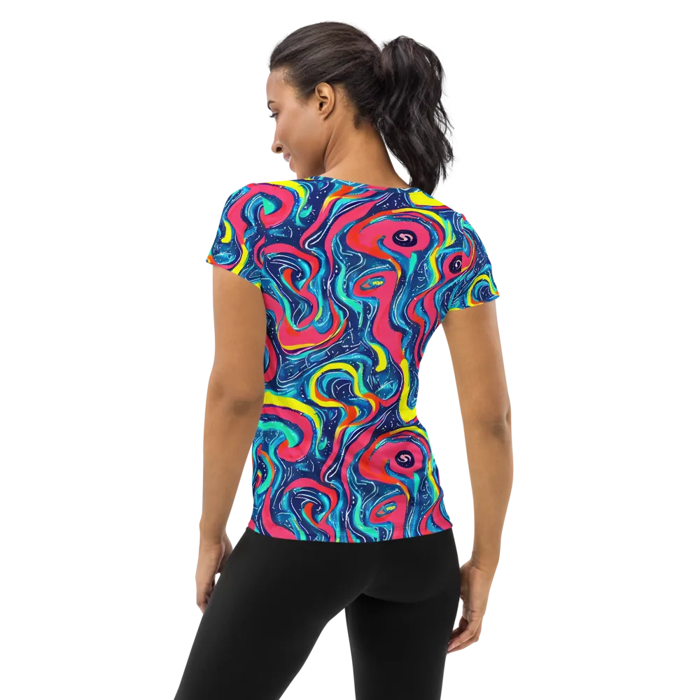 Electric Inkblot on Women's Athletic T-Shirt — Back