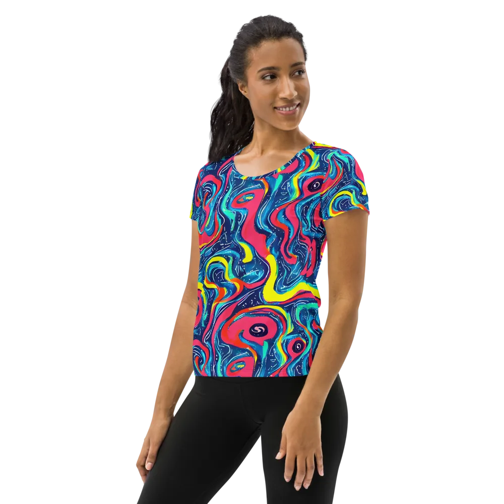 Electric Inkblot on Women's Athletic T-Shirt — Left