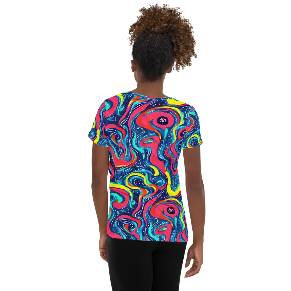 Electric Inkblot on Women's Athletic T-Shirt — Back