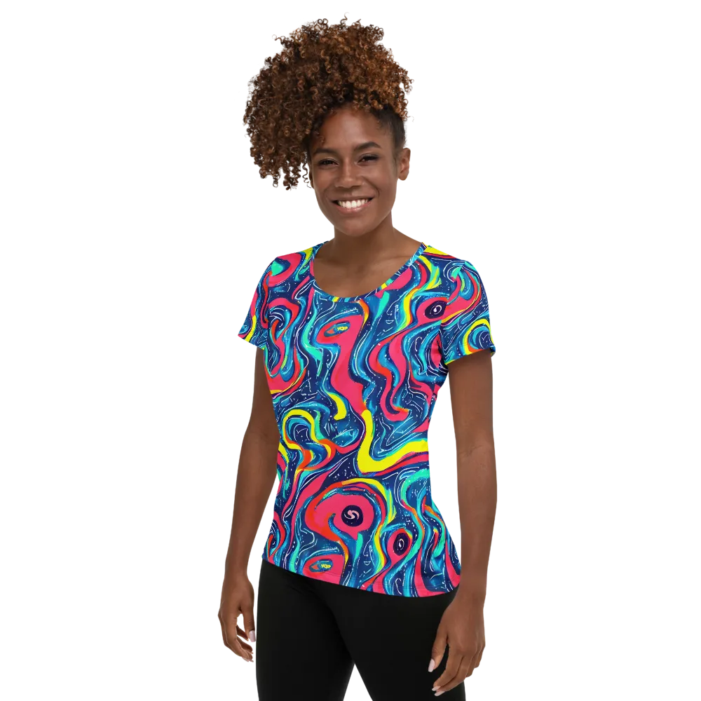 Electric Inkblot on Women's Athletic T-Shirt — Left