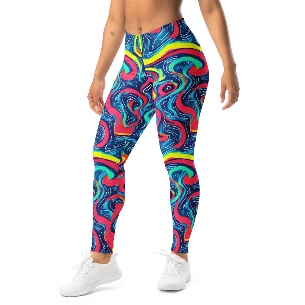 Electric Inkblot on Leggings — Left Front