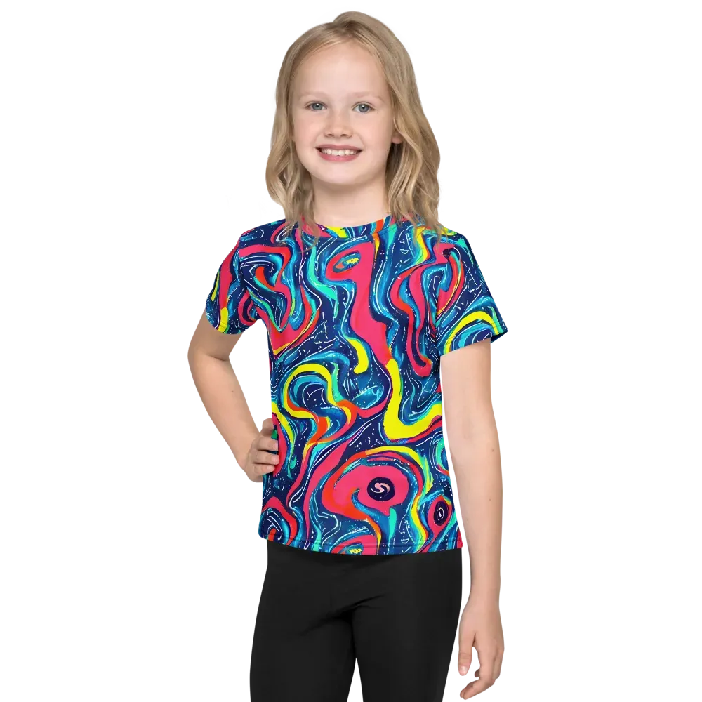 Electric Inkblot on Kids Crew Neck T-Shirt — Front