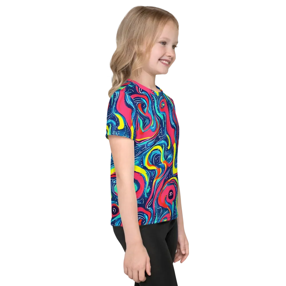 Electric Inkblot on Kids Crew Neck T-Shirt — Right