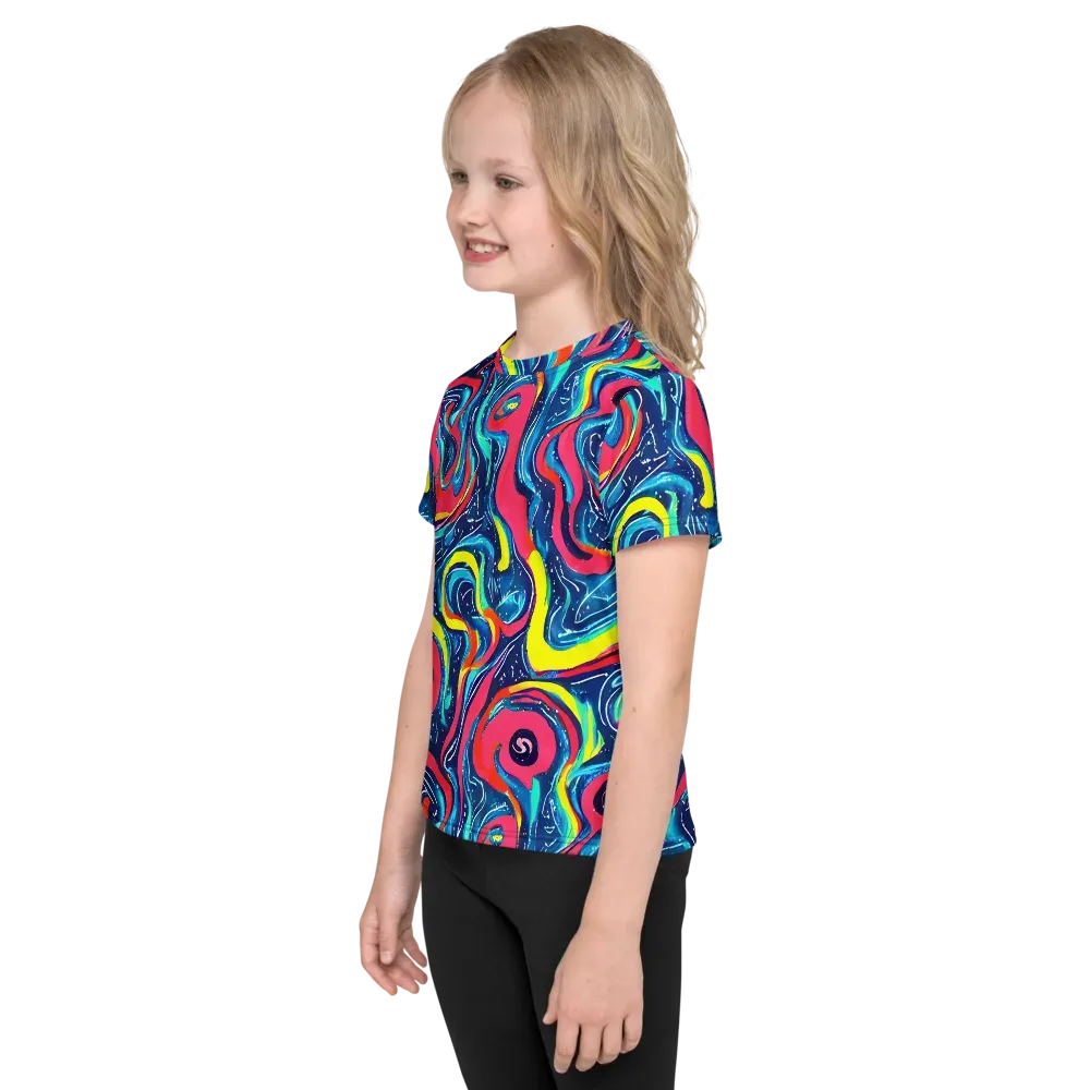 Electric Inkblot on Kids Crew Neck T-Shirt — Left