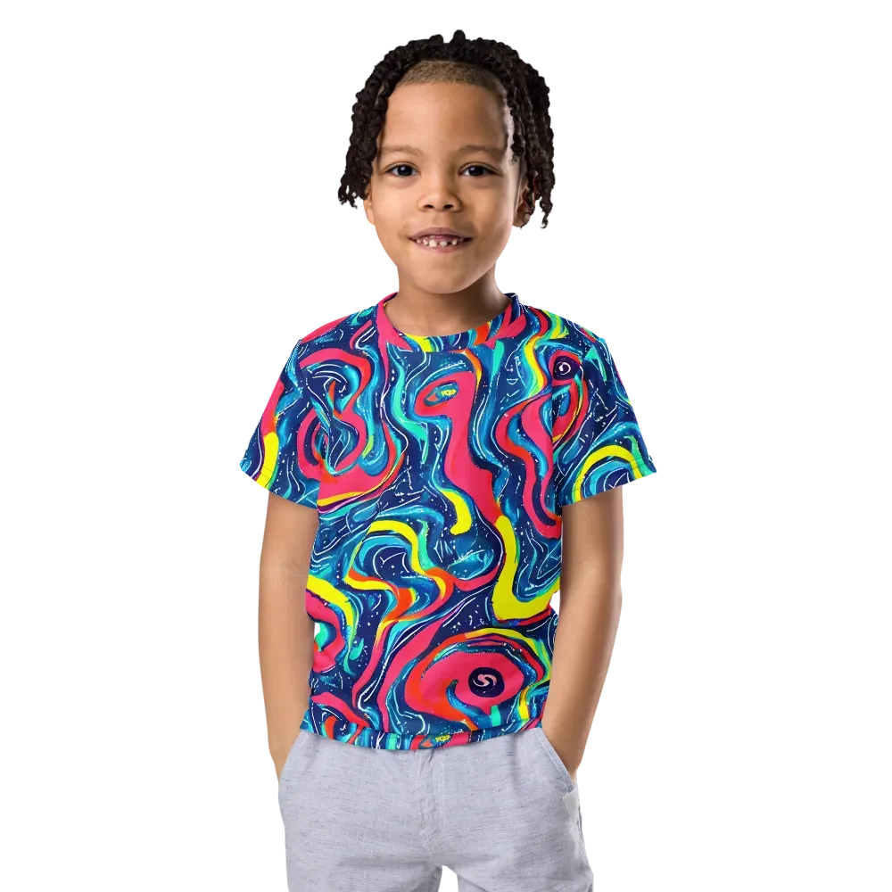 Electric Inkblot on Kids Crew Neck T-Shirt — Front
