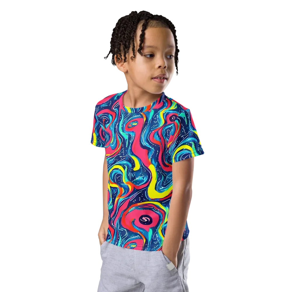 Electric Inkblot on Kids Crew Neck T-Shirt — Left Front