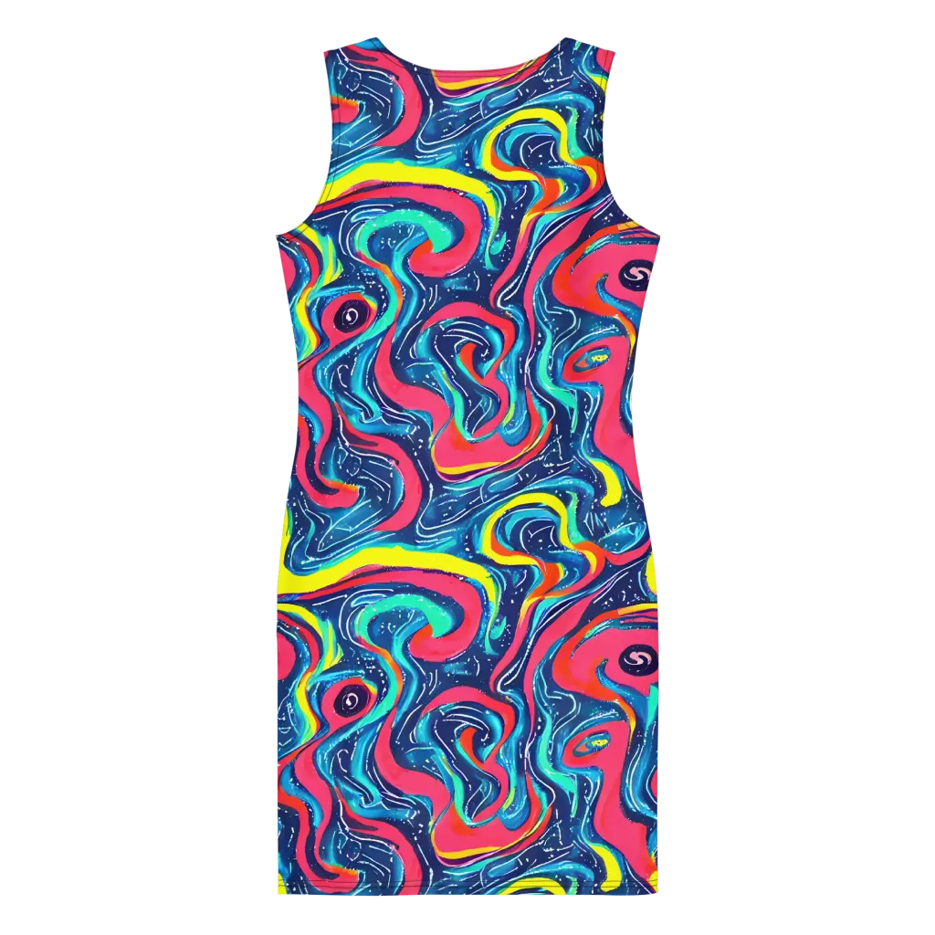 Electric Inkblot on Bodycon Dress — Back