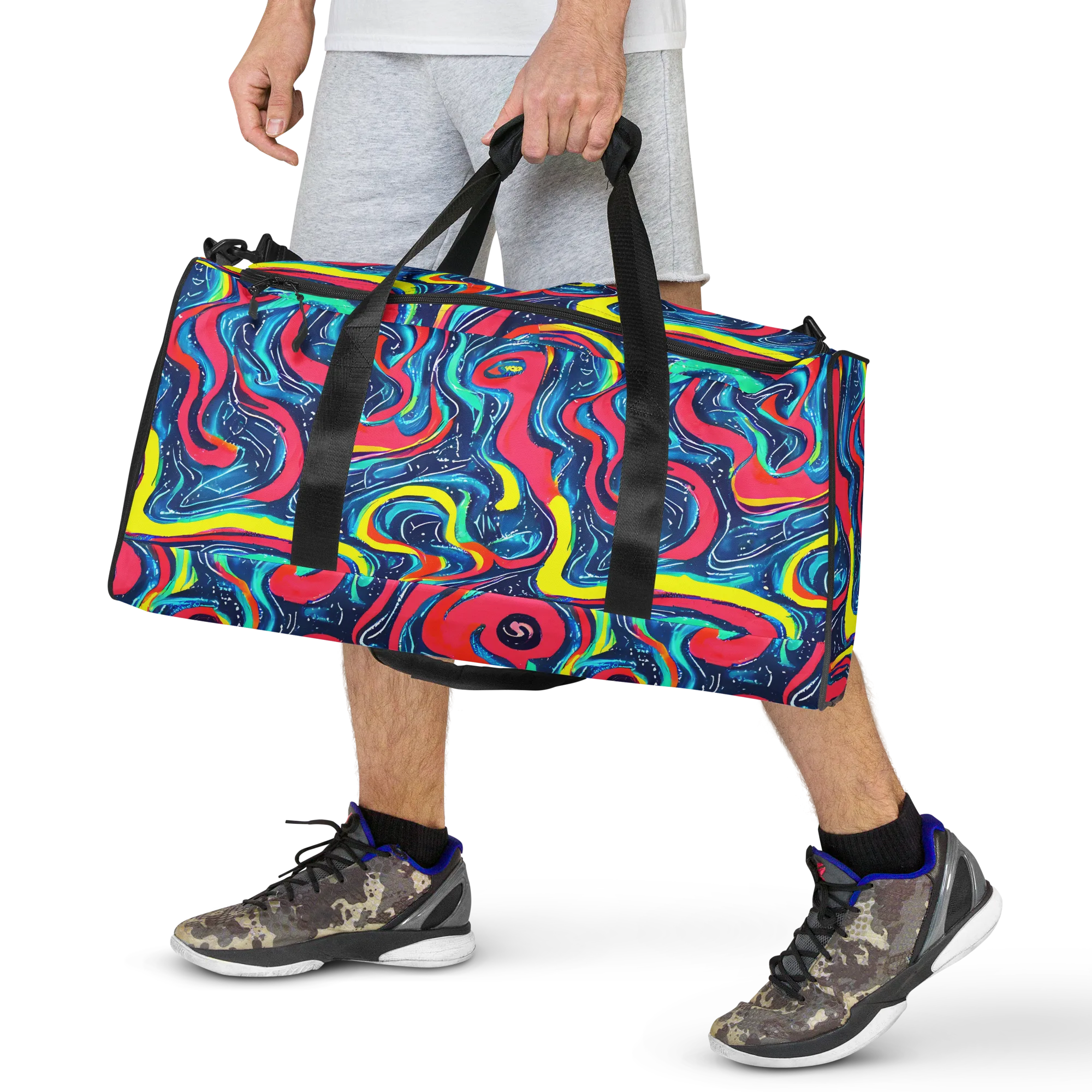 Electric Inkblot on Duffle Bag — Front
