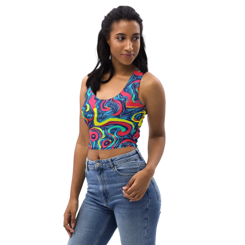 Electric Inkblot on Crop Top — Left Front