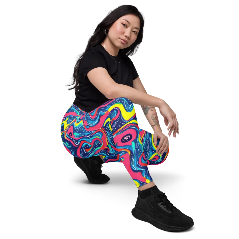 Electric Inkblot on Leggings with Pockets — Right Front