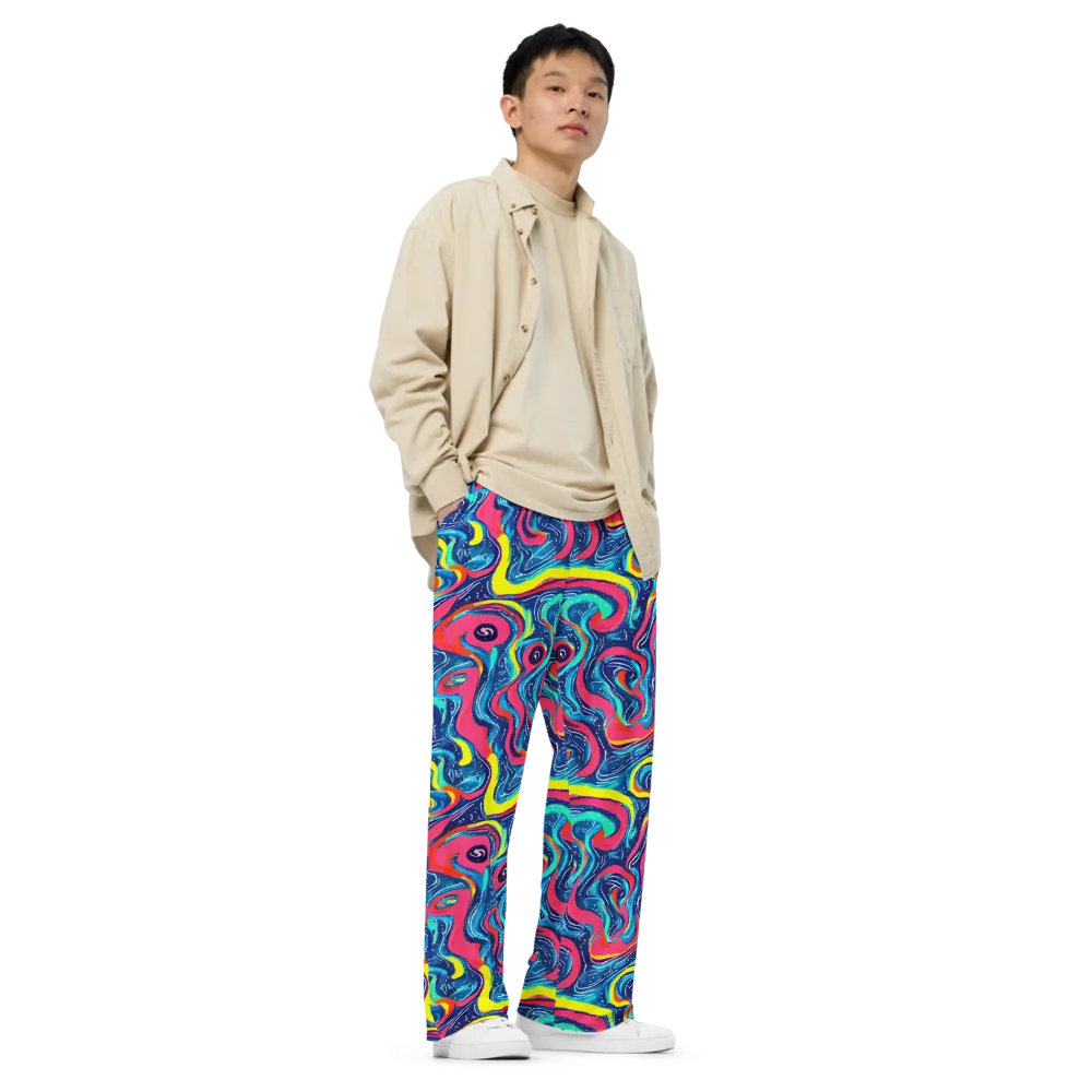 Electric Inkblot on Wide-Leg Pants — Right Front