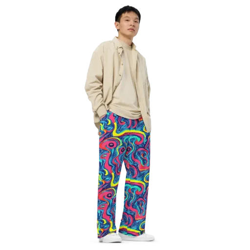 Electric Inkblot on a Wide-Leg Pants