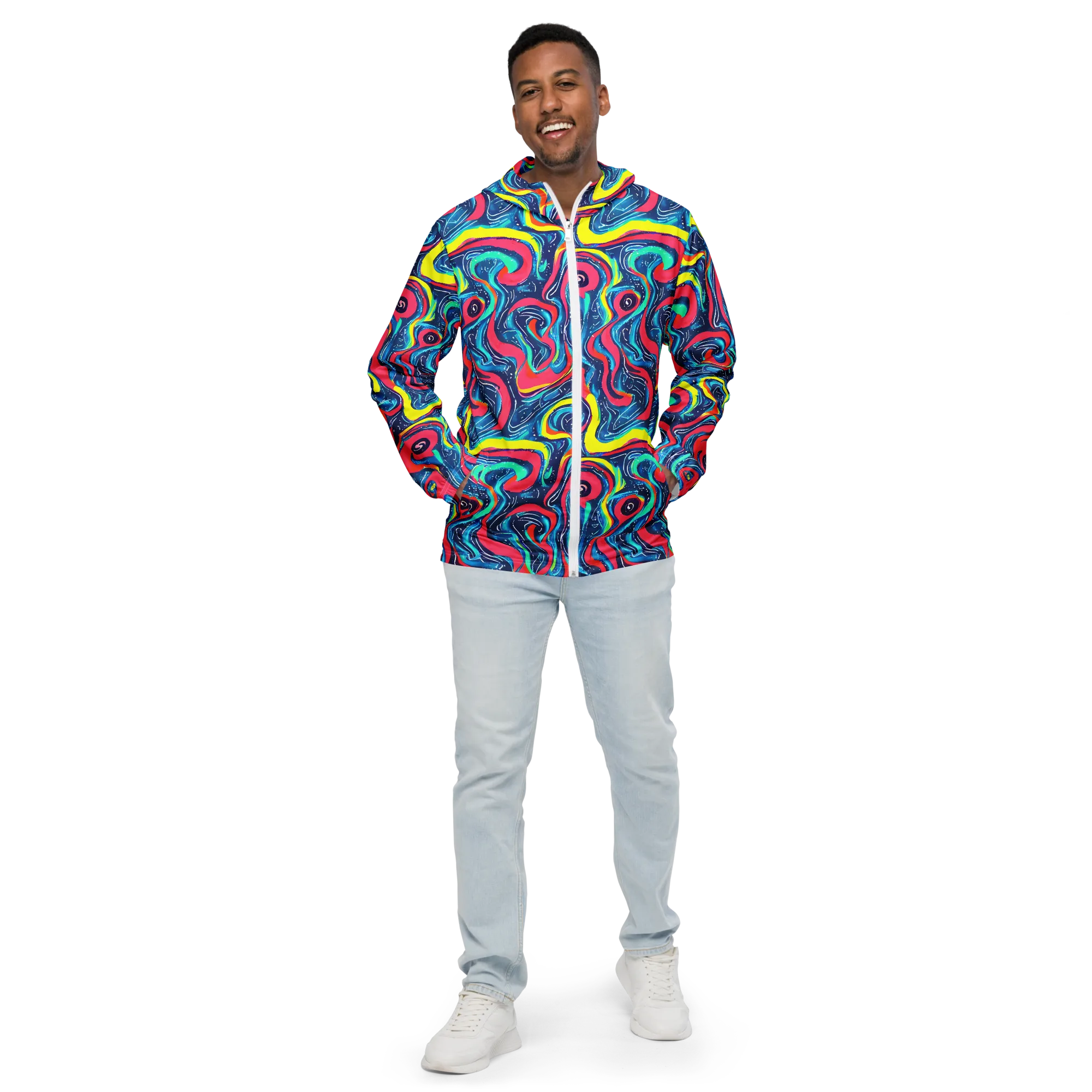 Electric Inkblot on Men's Windbreaker — Front