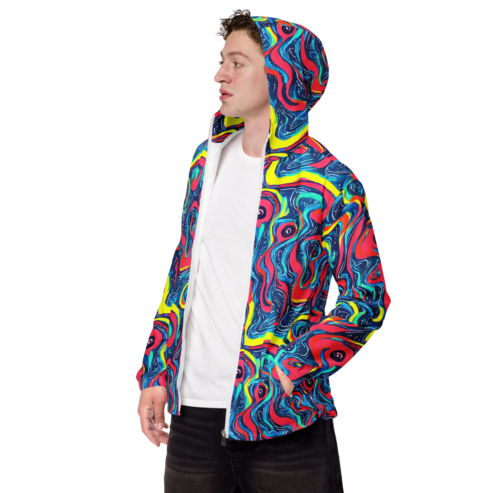 Electric Inkblot on Men's Windbreaker — Left Front