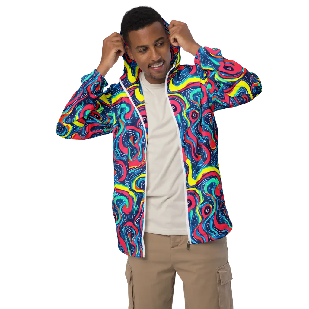 Electric Inkblot on Men's Windbreaker — Front