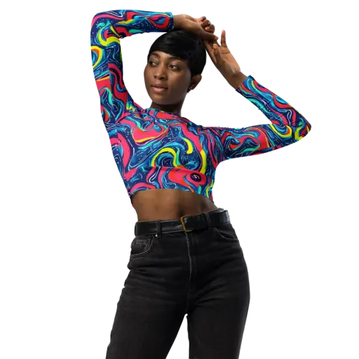 Electric Inkblot on a Long Sleeve Crop Top