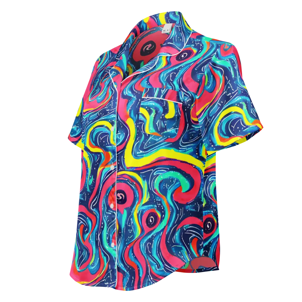 Electric Inkblot on Women's Short Sleeve Pajama Top — Left Front