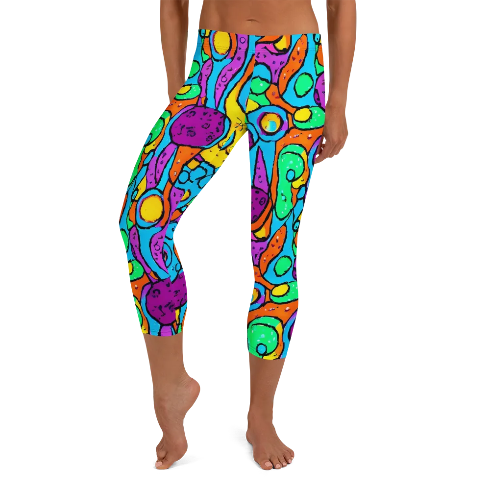 Chromatic Playground on Capri Leggings — Front
