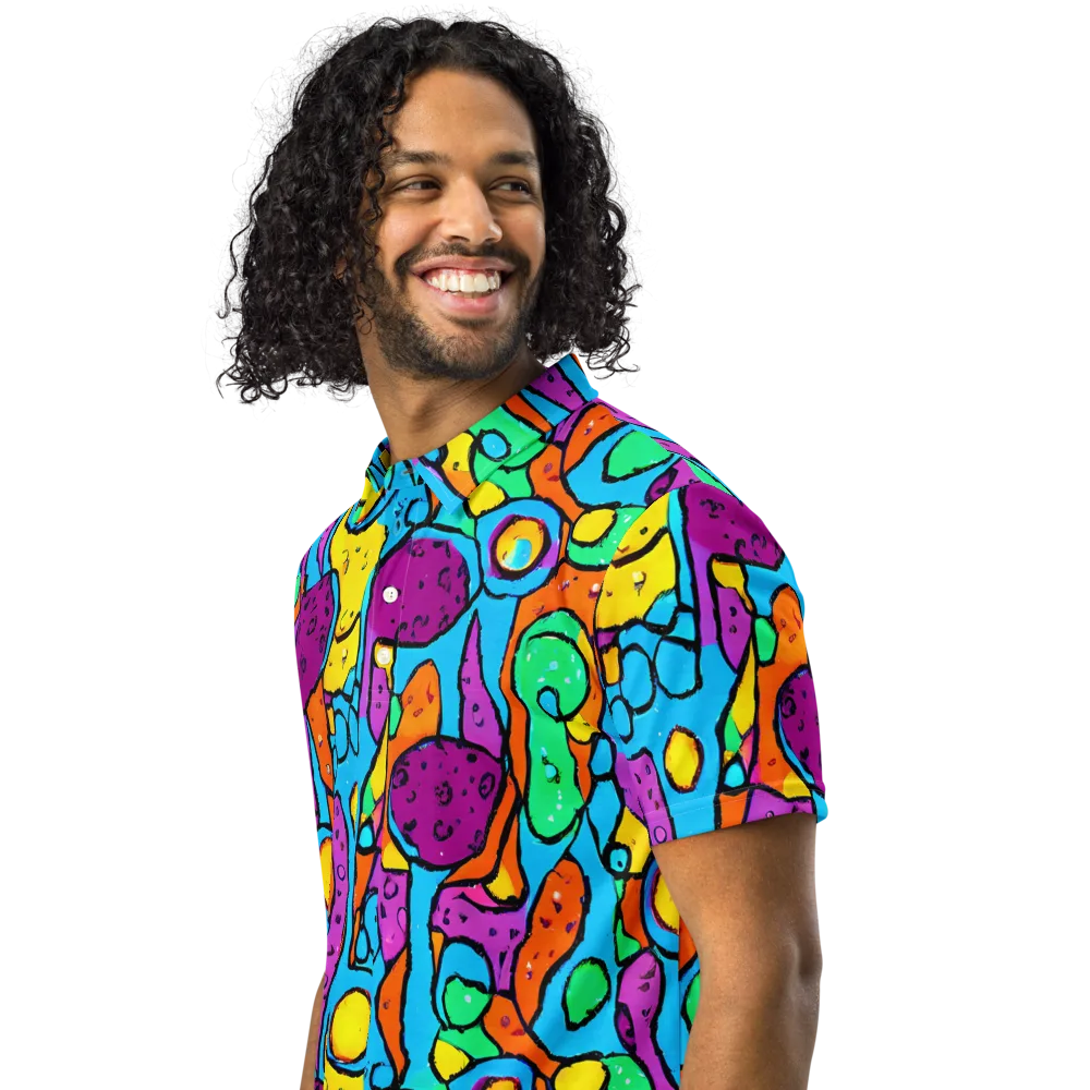 Chromatic Playground on Men's Slim Fit Polo Shirt — Left Front