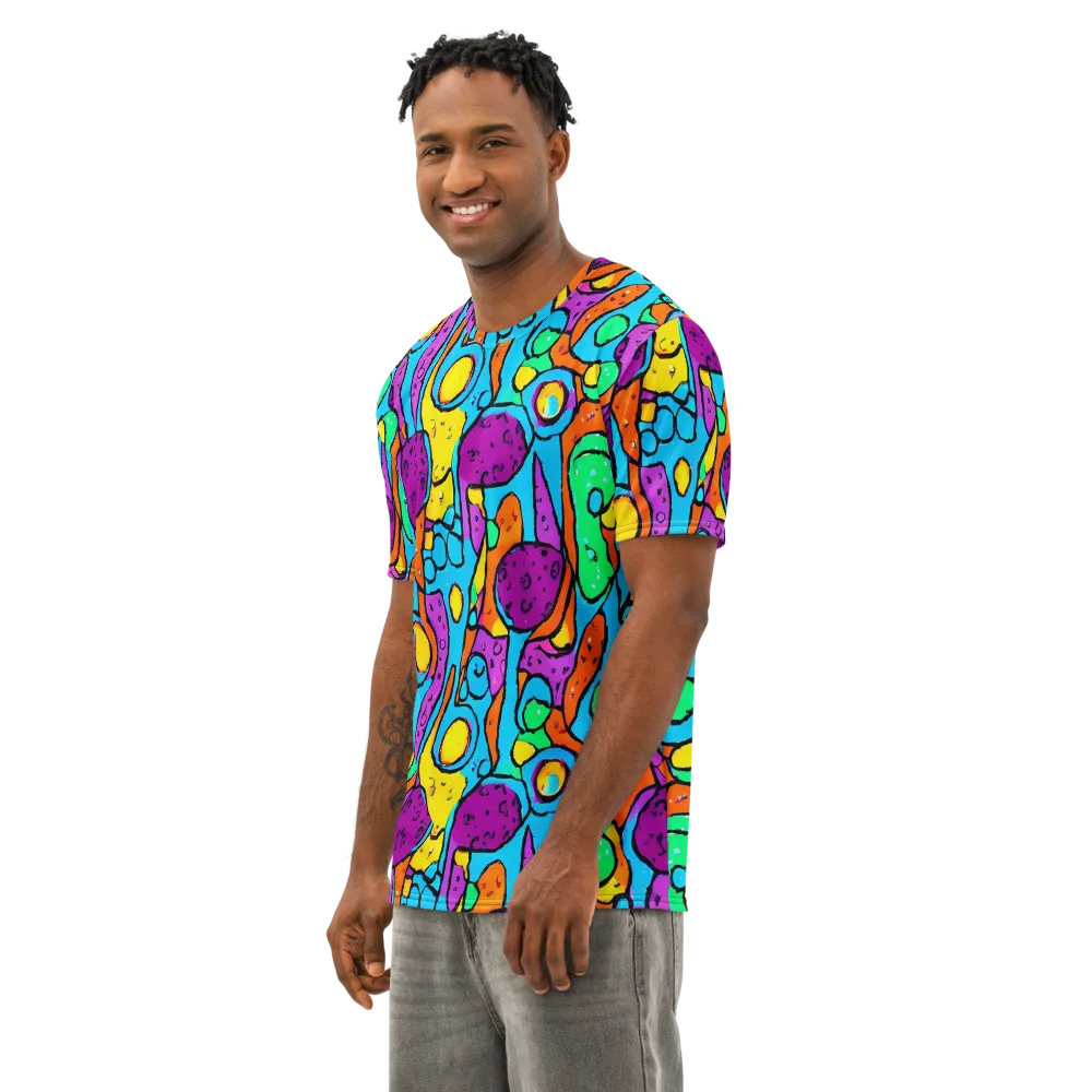 Chromatic Playground on Men's Cotton Crew Neck T-Shirt — Left Front