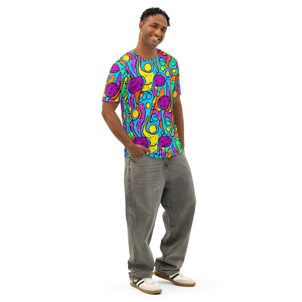 Chromatic Playground on Men's Cotton Crew Neck T-Shirt — Right Front
