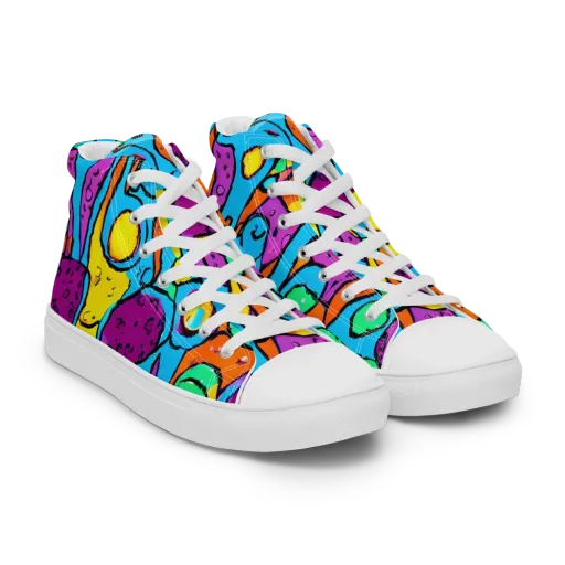Chromatic Playground on a Men's High Top Canvas Shoes