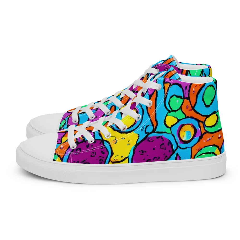 Chromatic Playground on Men's High Top Canvas Shoes — Left