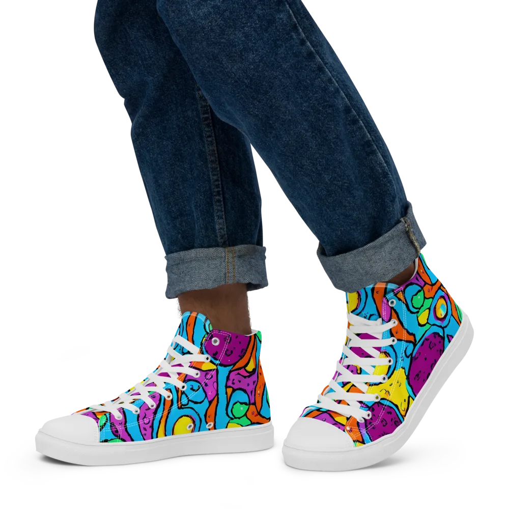 Chromatic Playground on Men's High Top Canvas Shoes — Left