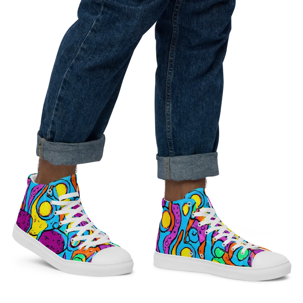 Chromatic Playground on Men's High Top Canvas Shoes — Right