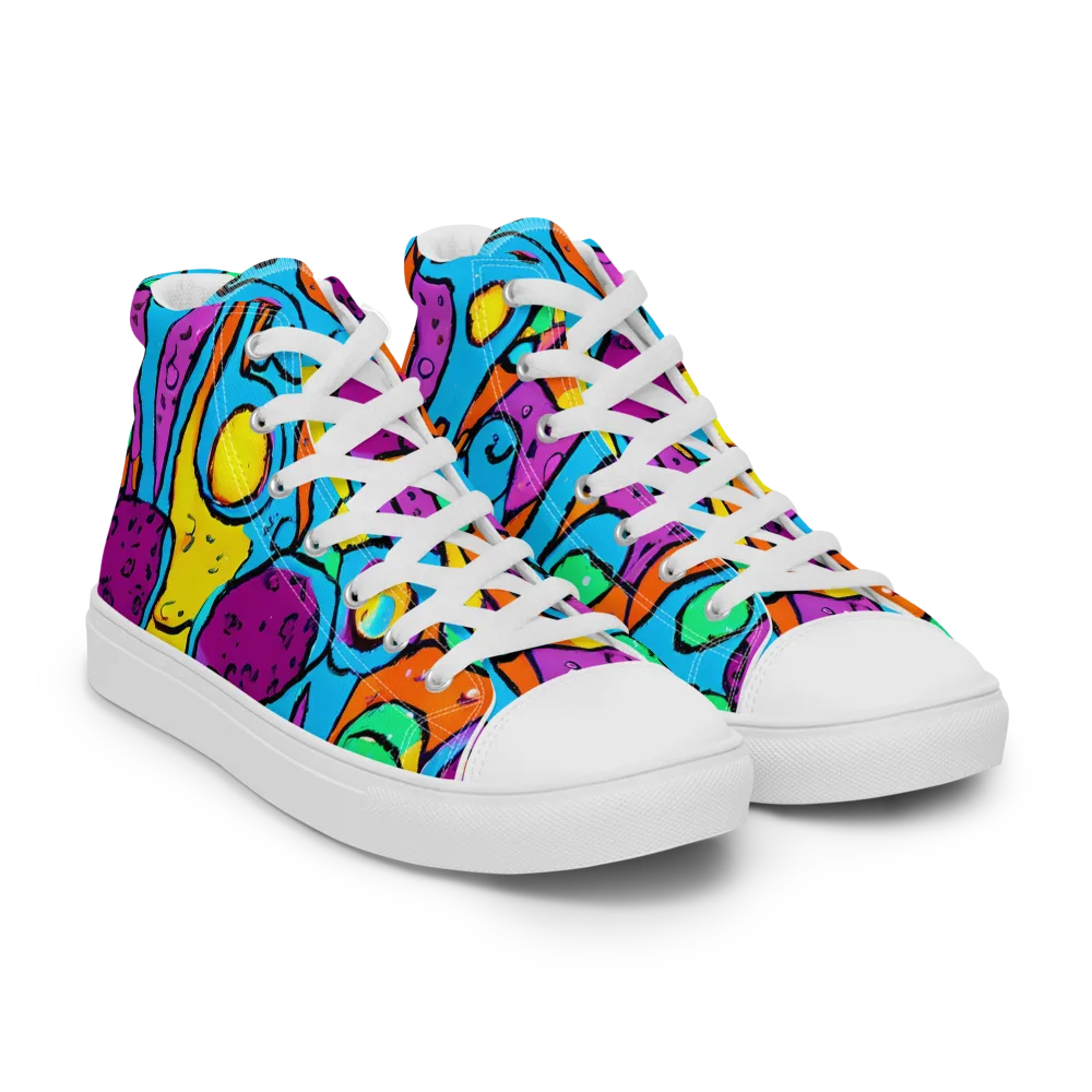 Chromatic Playground on Women's High Top Canvas Shoes — Right Front