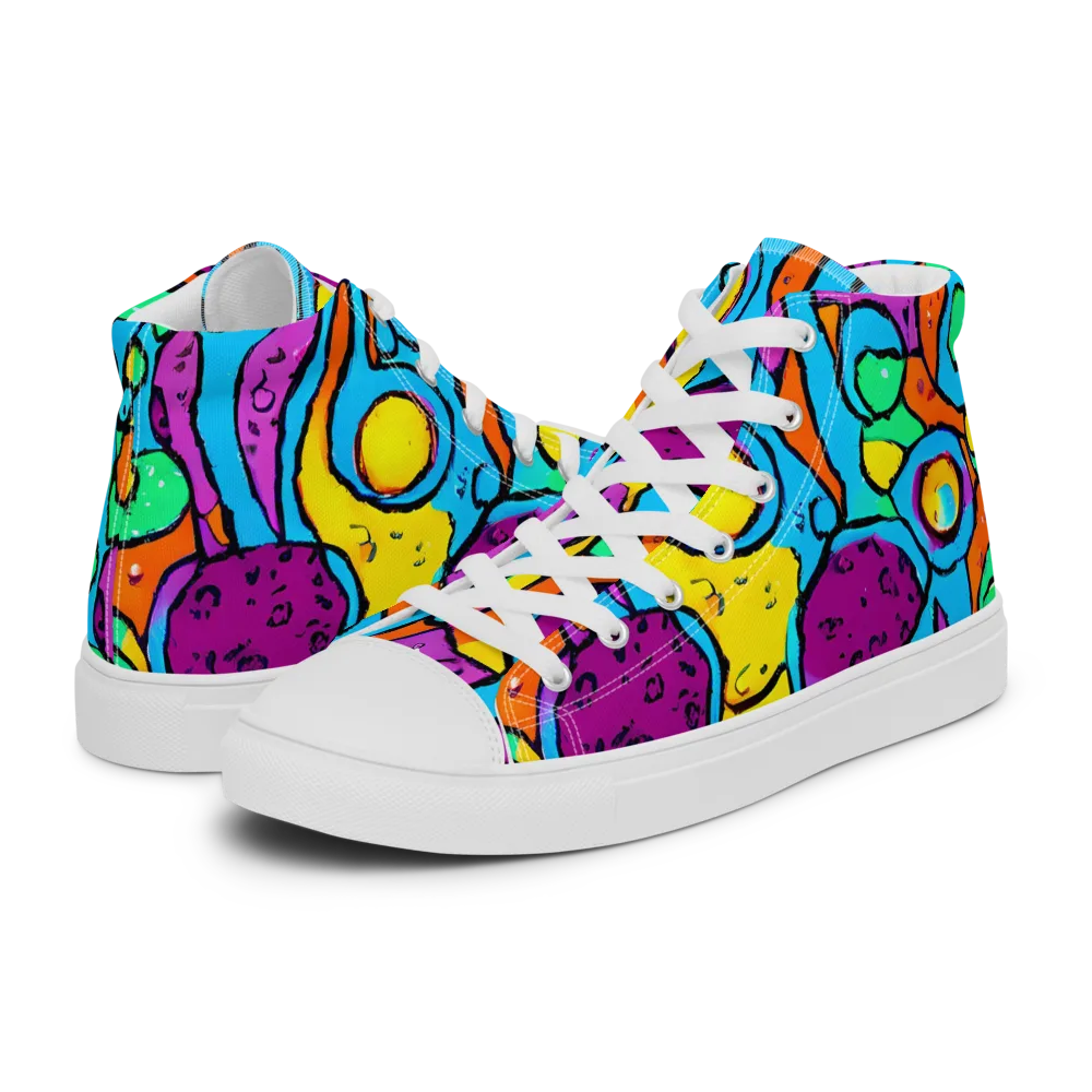 Chromatic Playground on Women's High Top Canvas Shoes — Left