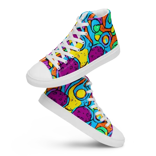 Chromatic Playground on a Women's High Top Canvas Shoes