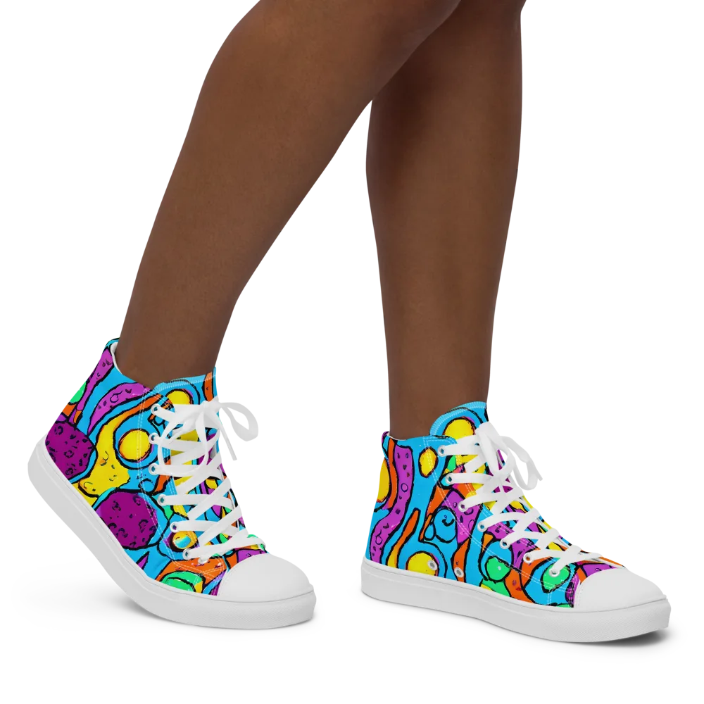 Chromatic Playground on Women's High Top Canvas Shoes — Right